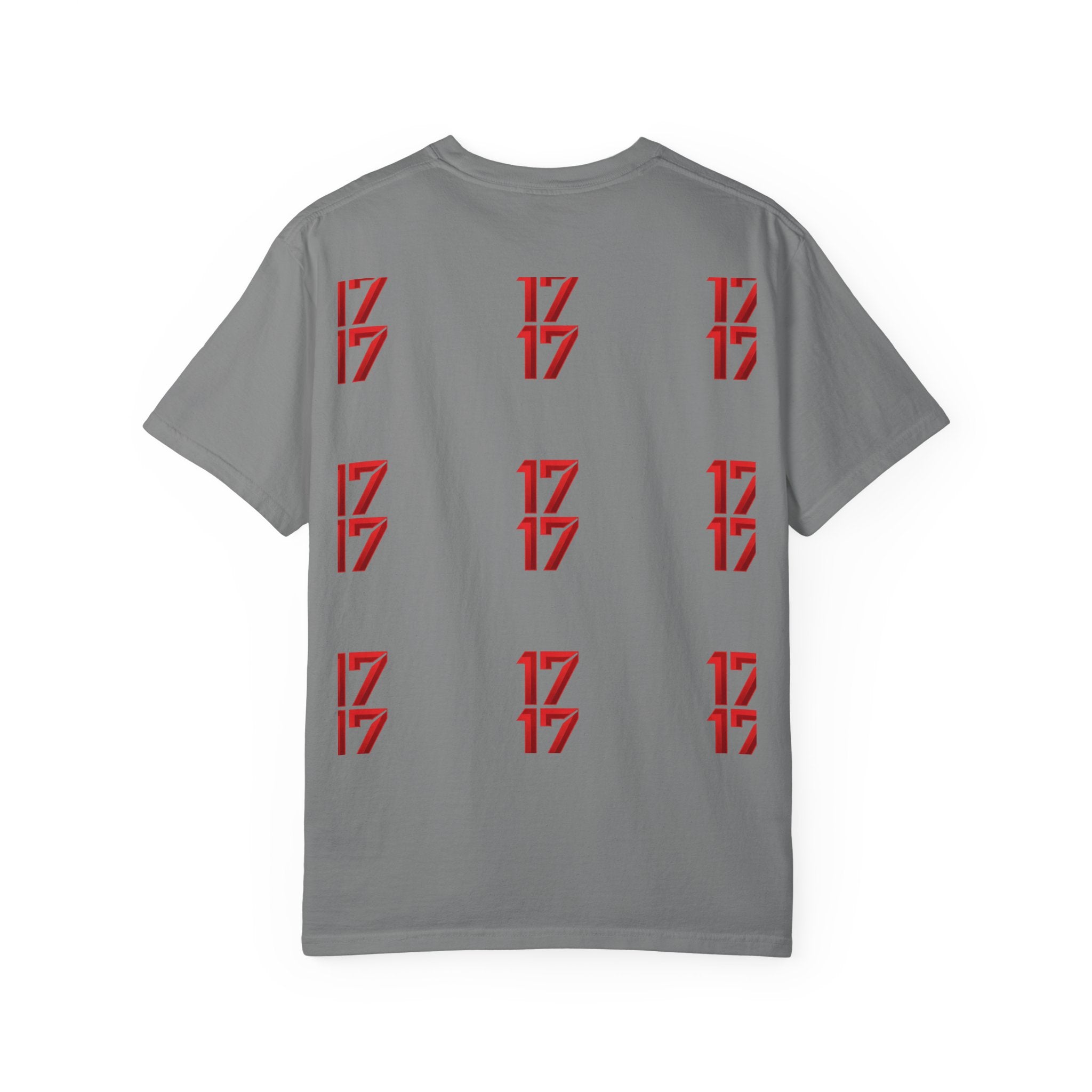 17 Pattern Graphic T-Shirt — Repeating Red Logo Tee