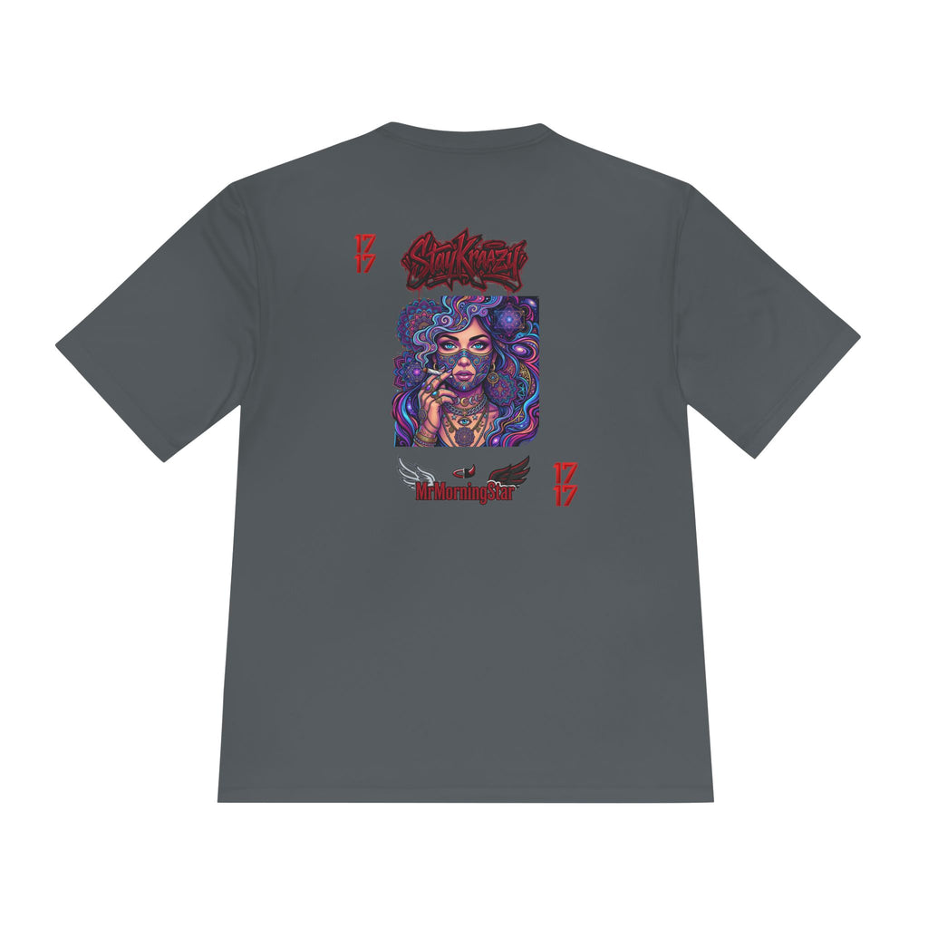 Psychedelic Woman Graphic Tee — Retro Cosmic Portrait Moisture‑Wicking Shirt