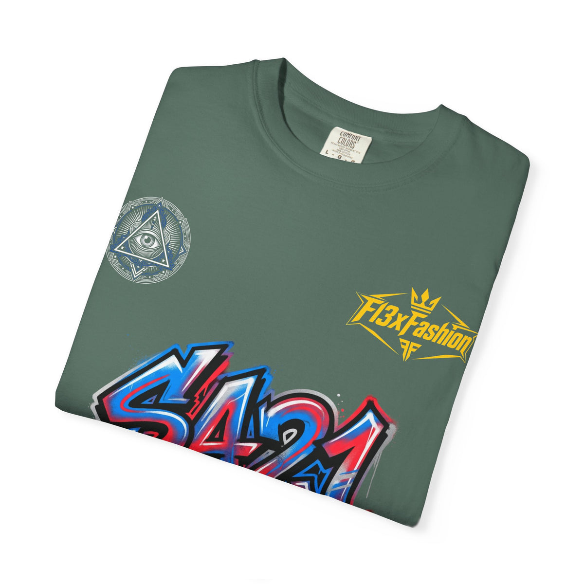 SA21 Graffiti T-Shirt — Urban Streetwear Tee with Drip Art & Tropical Patch