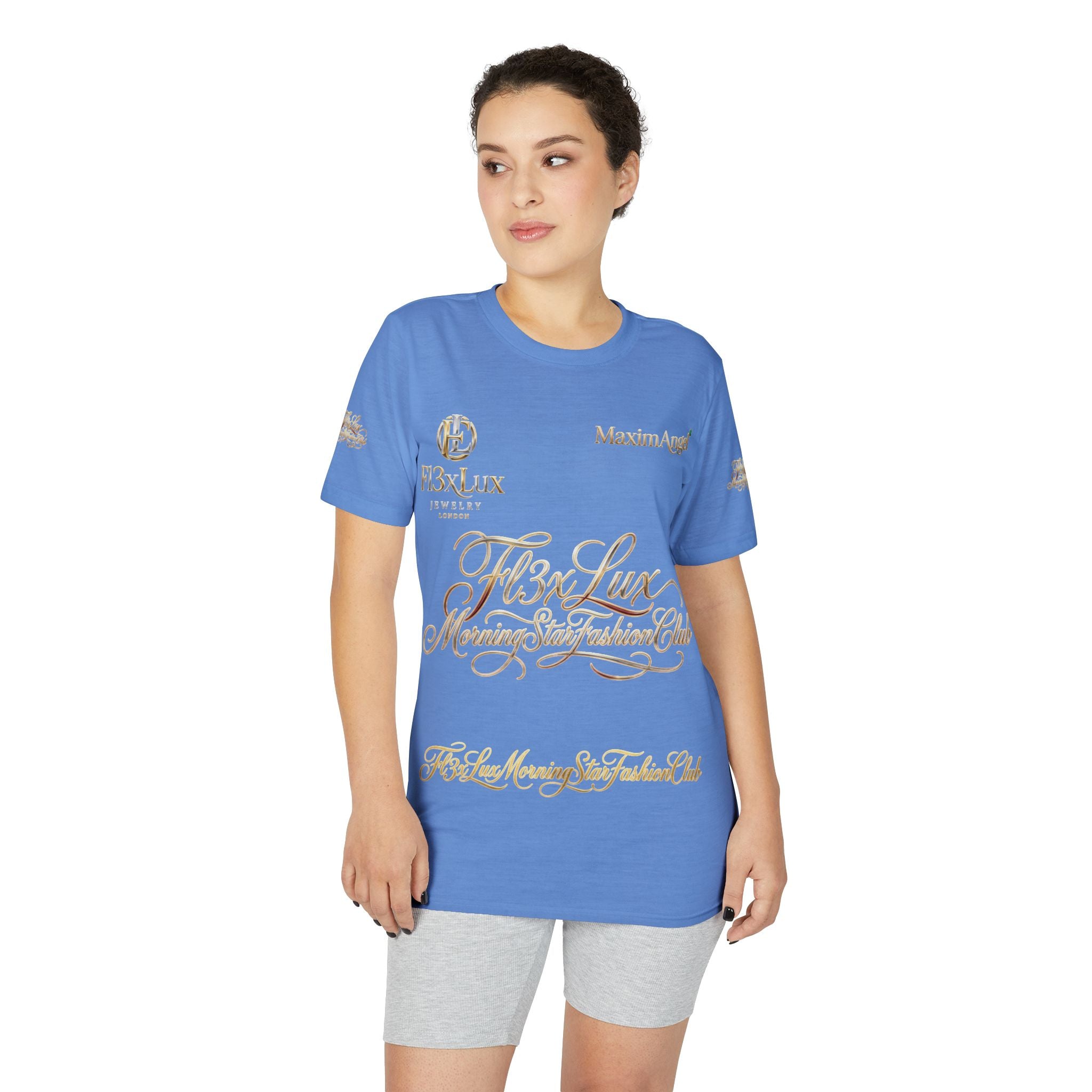 Luxury Gold Script Performance T-Shirt — F3xLux Morning Stay Fashion Club Design