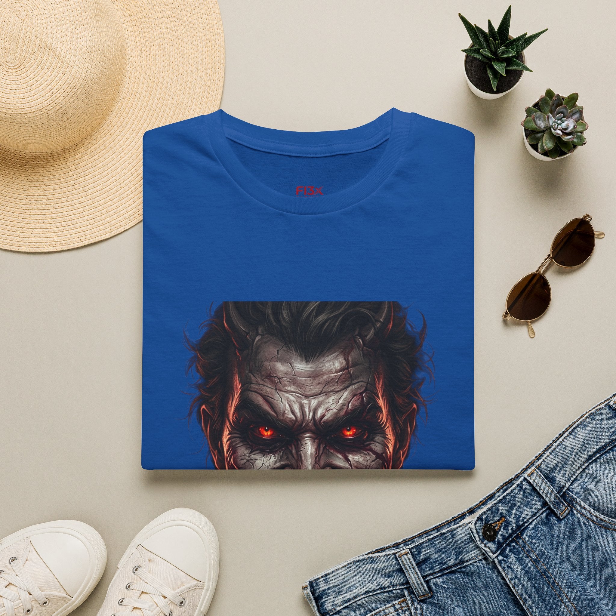 Horror Joker Face T-Shirt — Red-Eyed Villain Graphic Tee