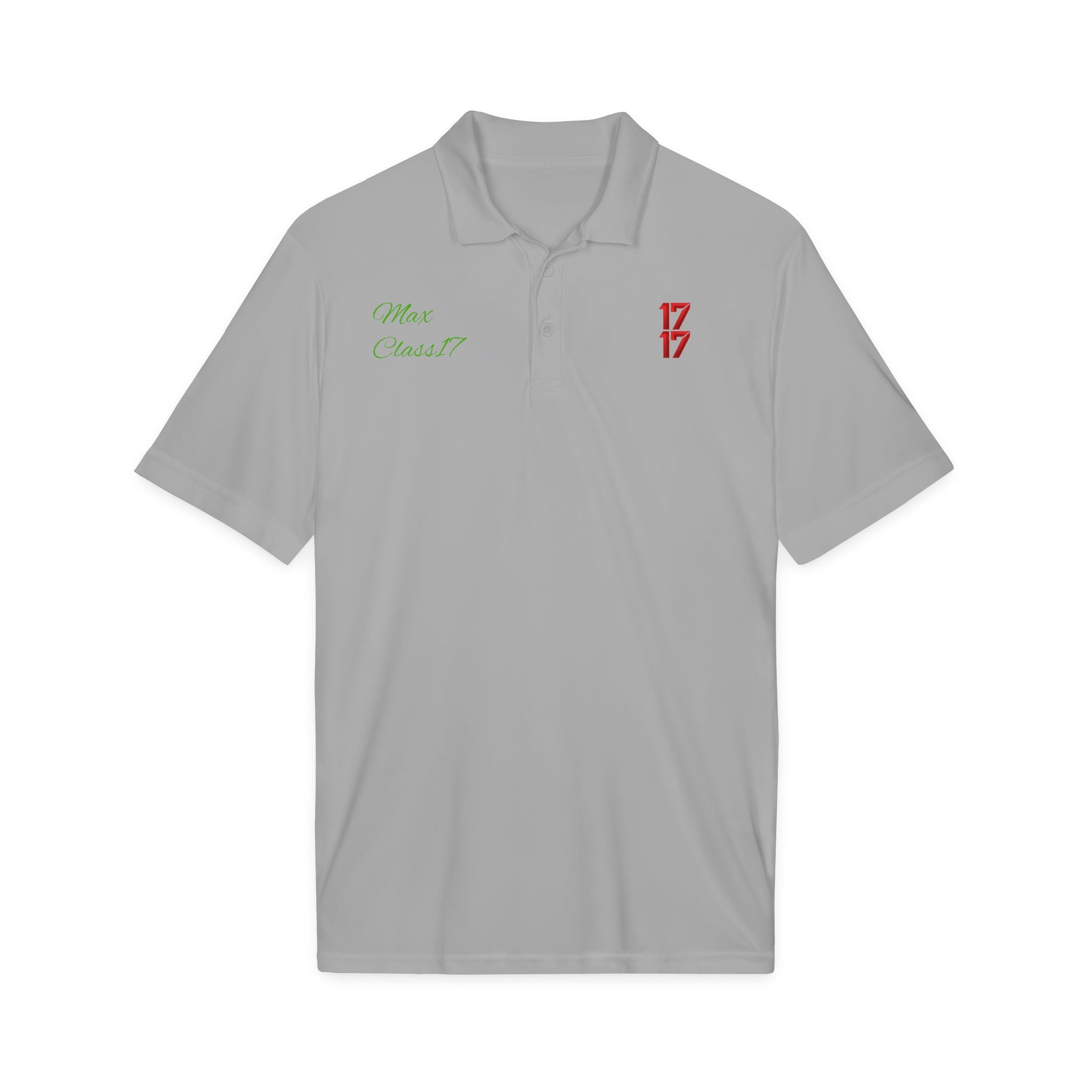 Embroidered 17/17 Polo Shirt with 'Max Crew!!' Accent
