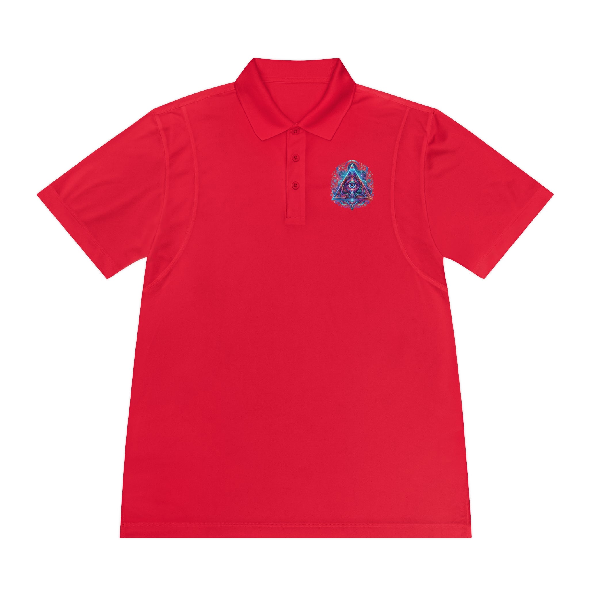 Men's Polo Shirt — Mystic All-Seeing Eye Triangle Design with 17/17 Accent