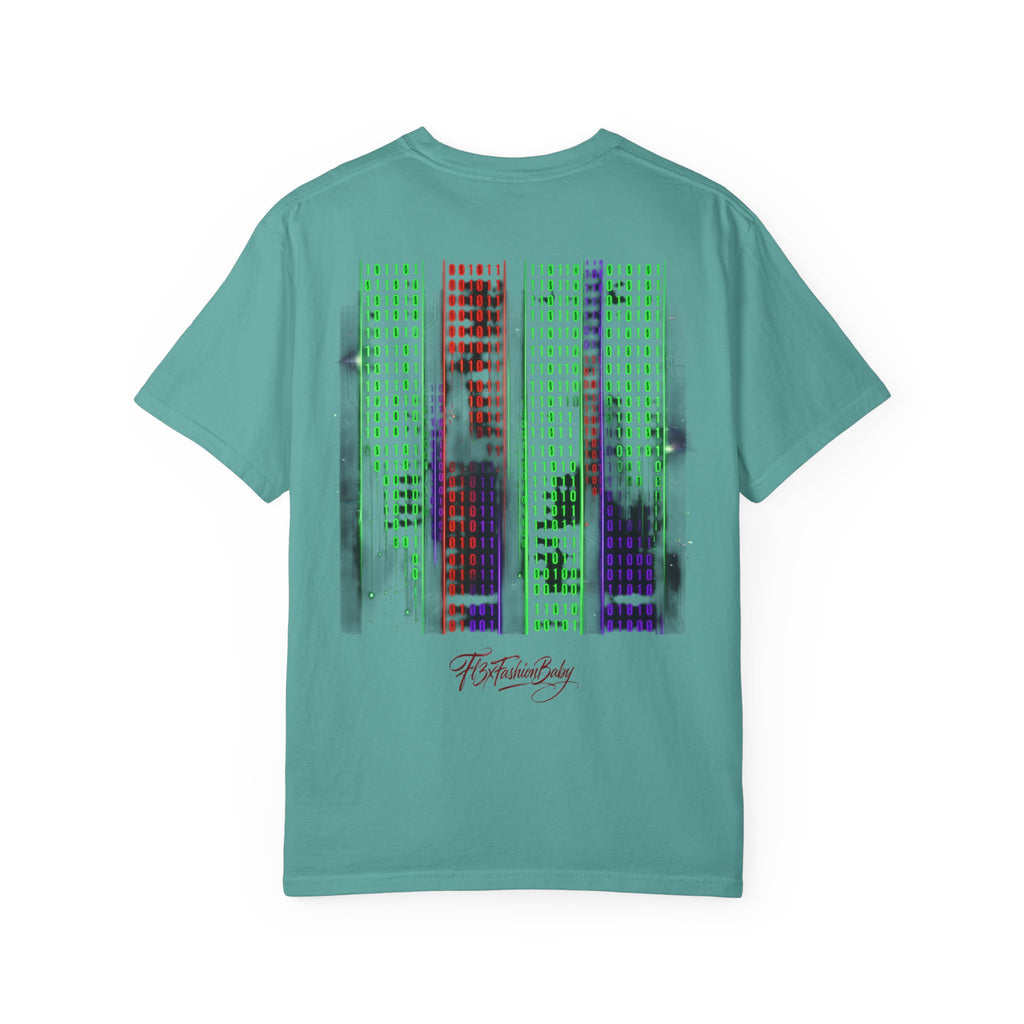 Graphic T-Shirt — Futuristic Cityscape Design with Japanese Calligraphy