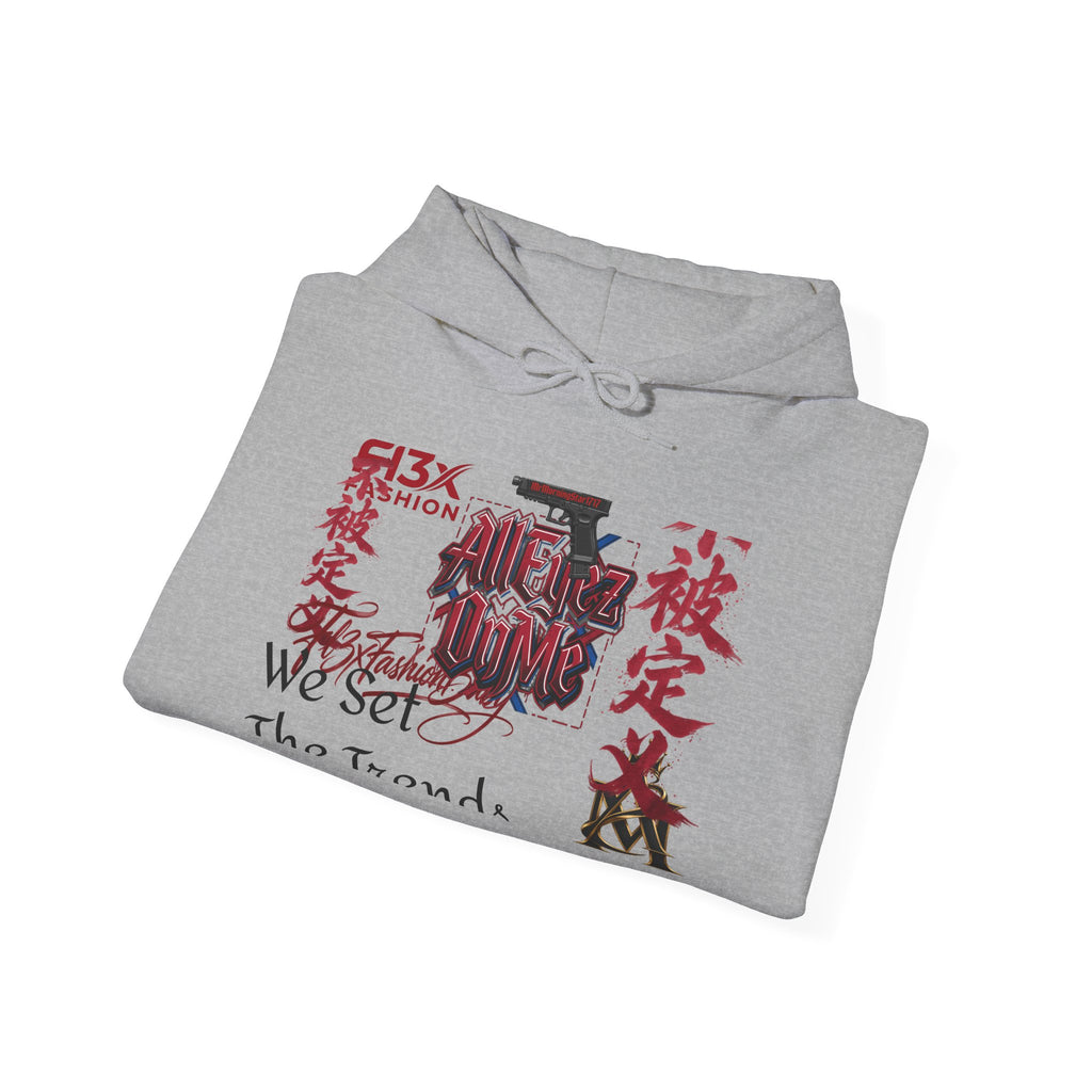 Graphic Hoodie — Asian Calligraphy & Red Ink Street Art Design