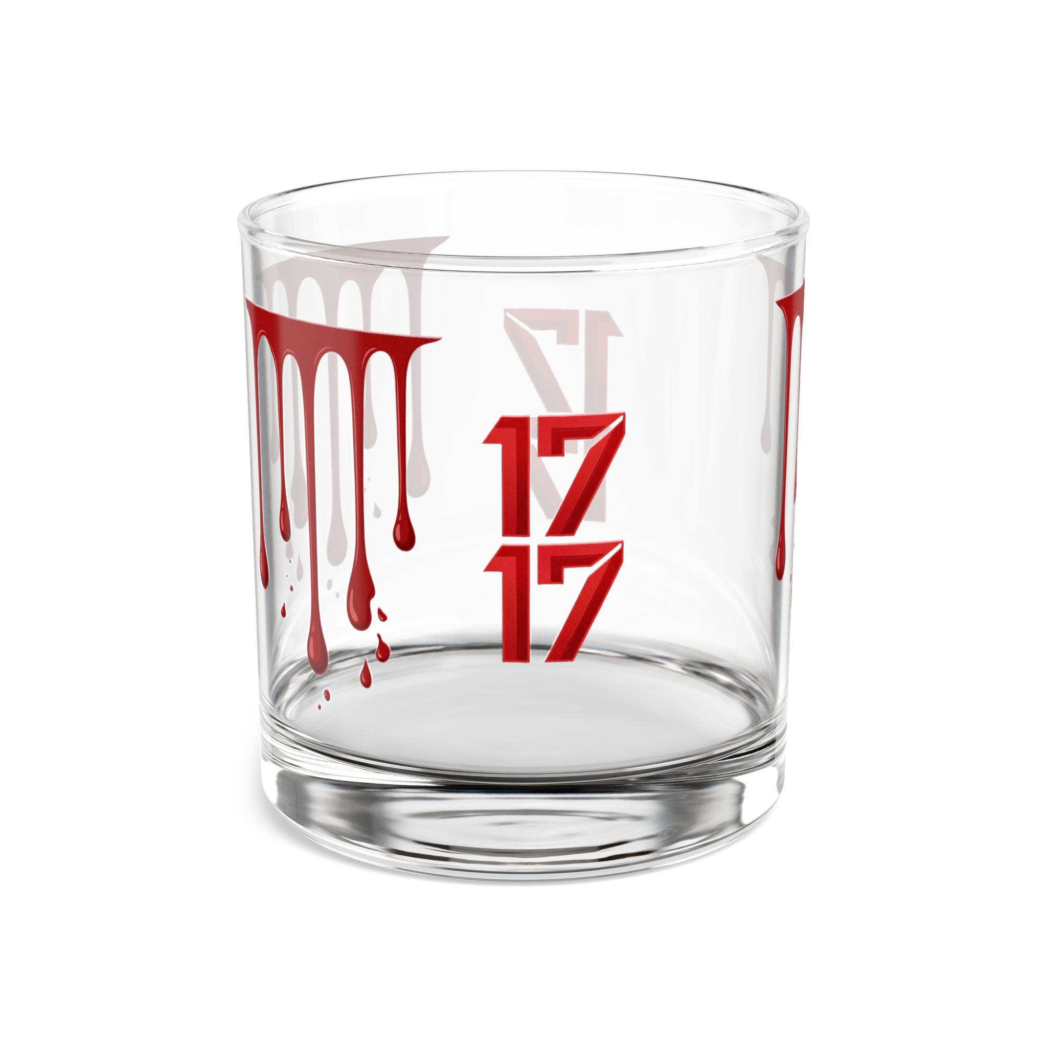 Rocks Glass — 10oz Blood Drip Whiskey Glass with '17' Accent