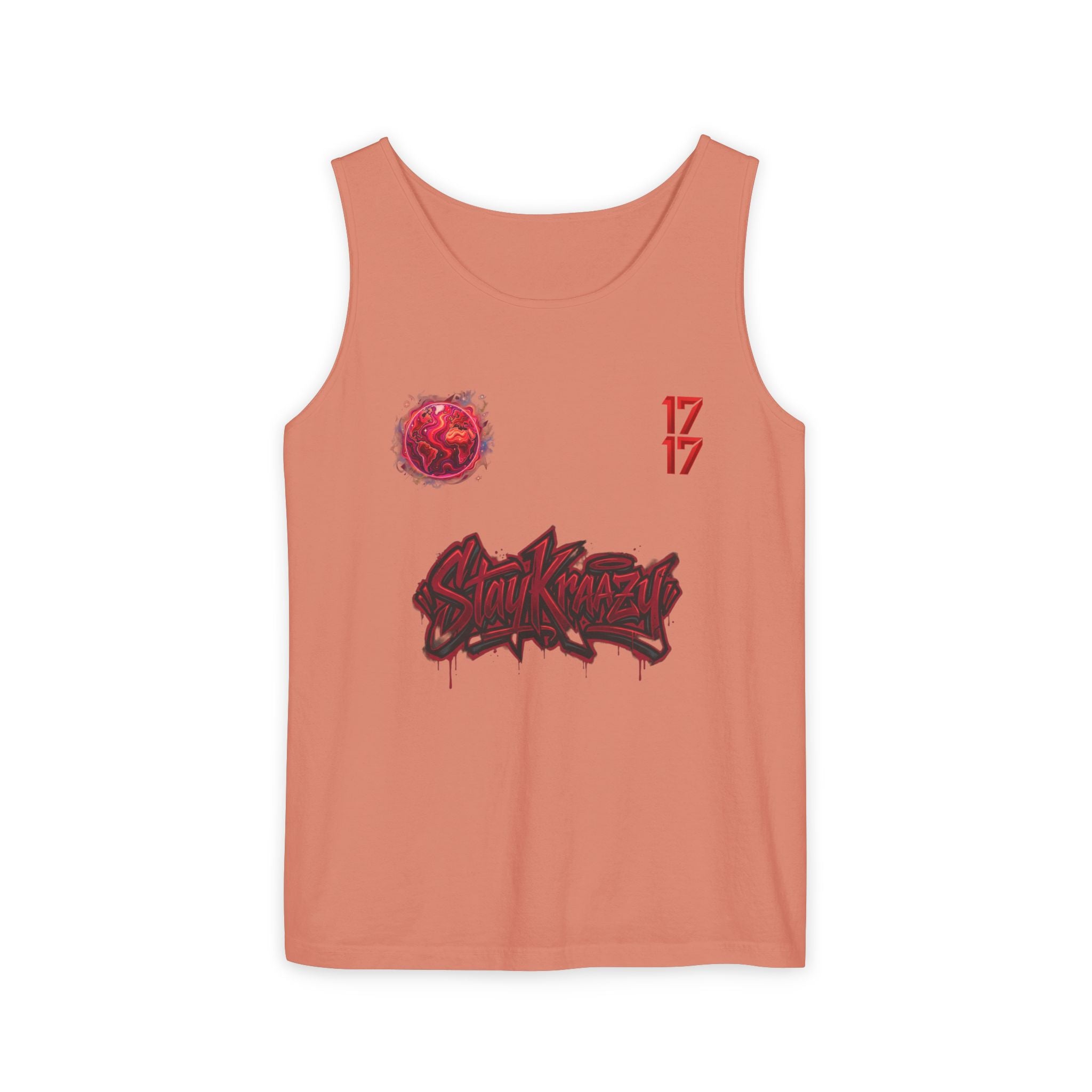 Red Planet Graphic Tank Top — '17/17' Streetwear Planet Design