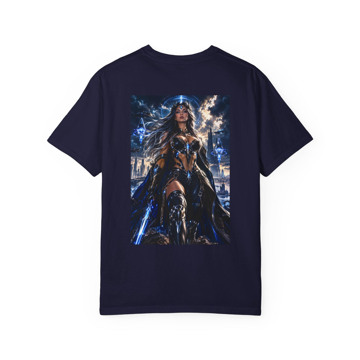 Graphic T-Shirt — Mythic Warrior Back Print with Crest Logos