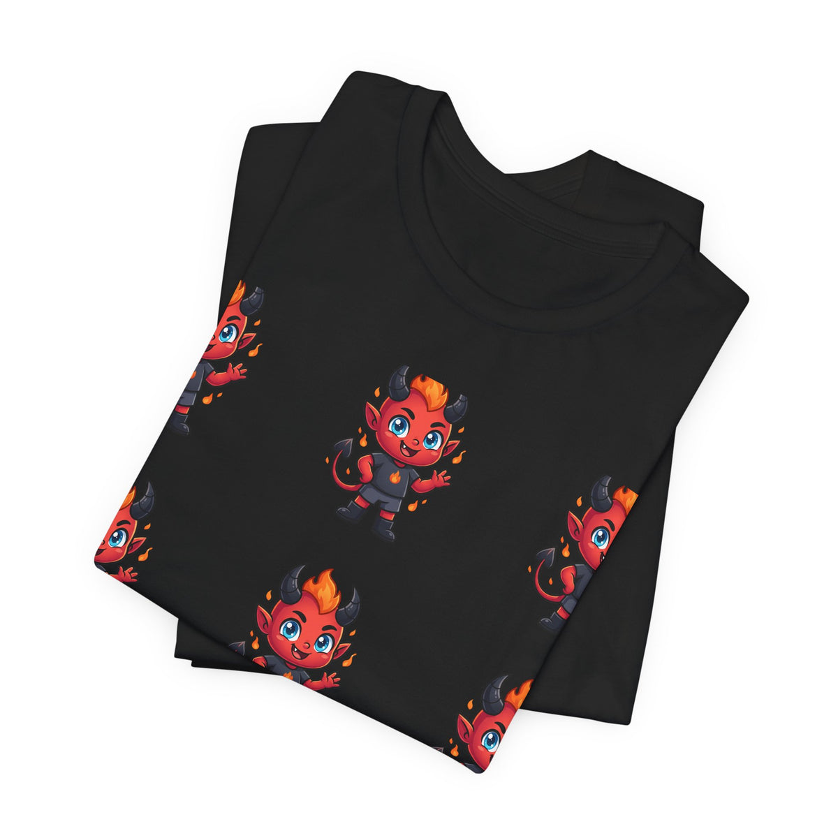 Cute Red Devil Pattern Tee — Kawaii Devil Graphic T-Shirt