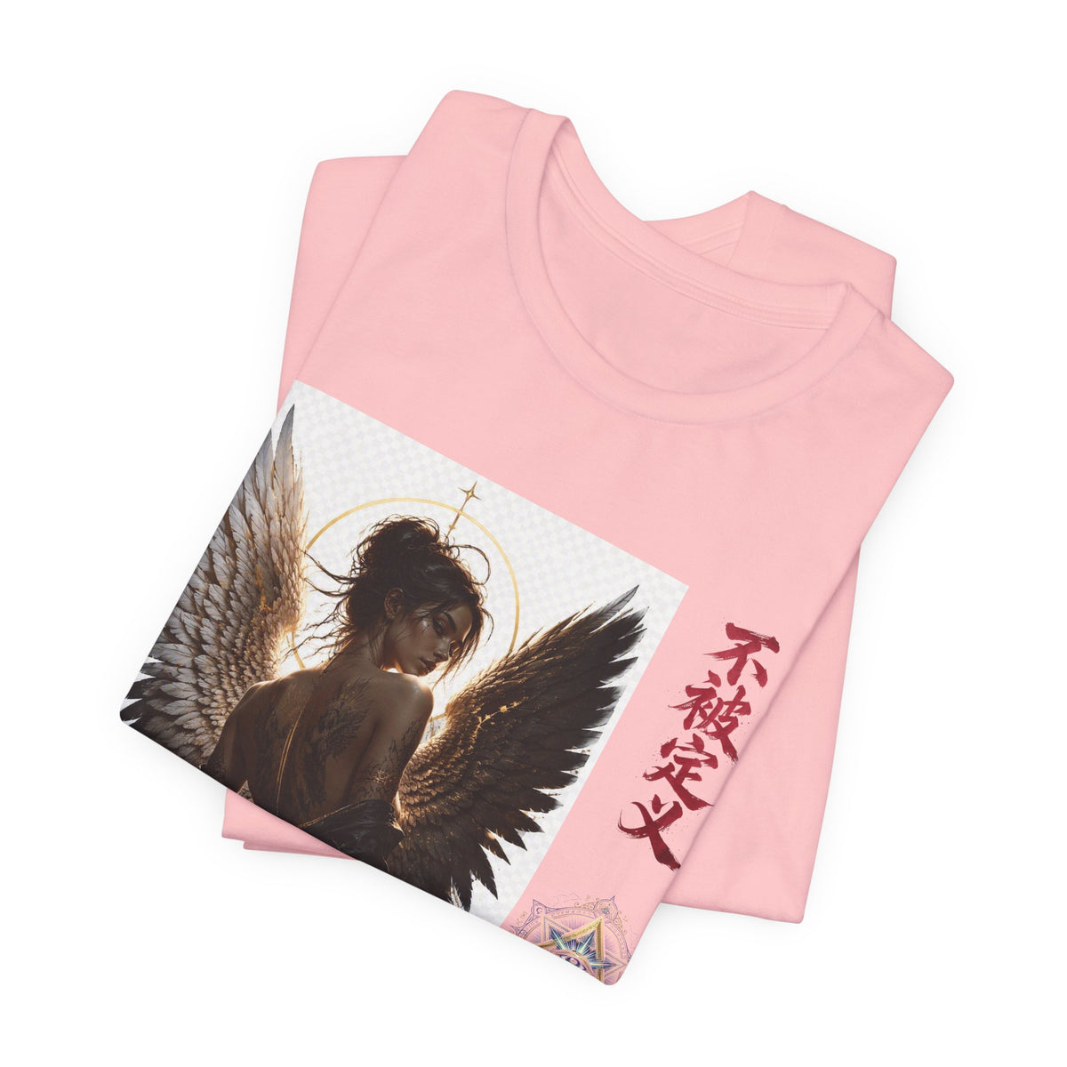 Angel Wings Graphic Tee — '不被定义' Asian-Inspired Dark Angel T-Shirt