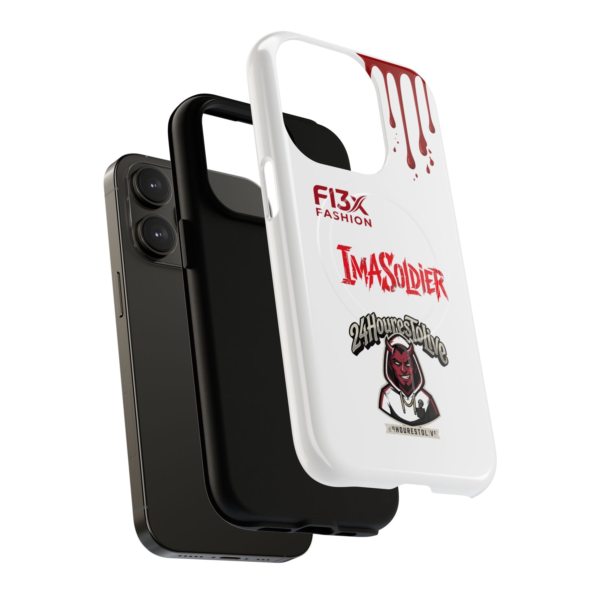 Tough Magnetic Phone Case — 'ImASoldier' Blood Drip Gaming Design
