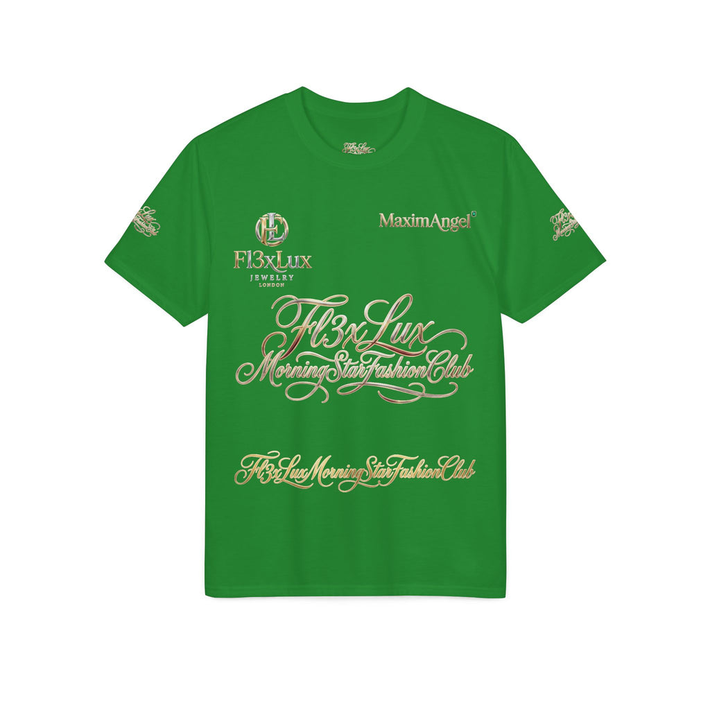 Luxury Gold Script Performance T-Shirt — F3xLux Morning Stay Fashion Club Design