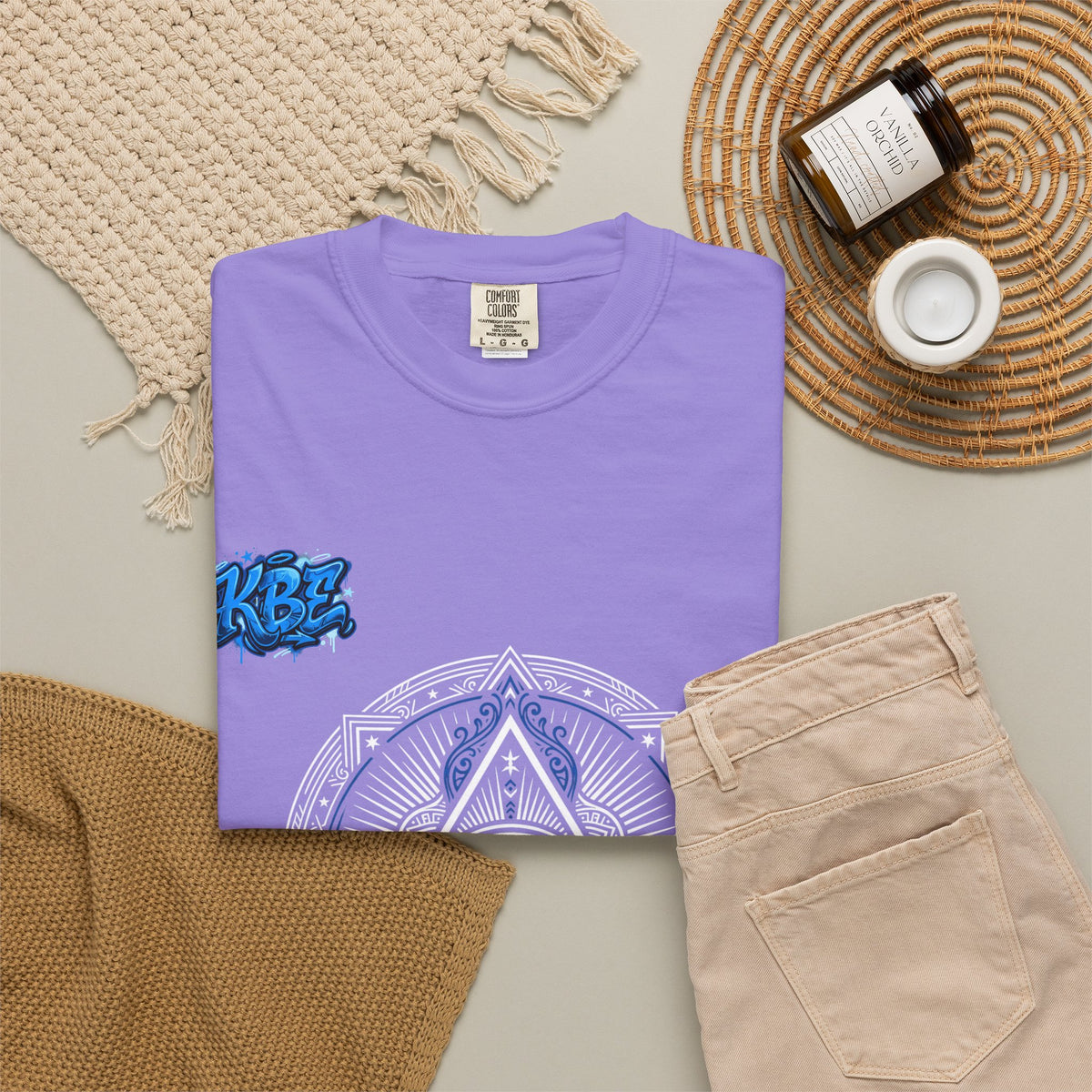 T-Shirt — Blue Geometric Mandala Bandana Graphic