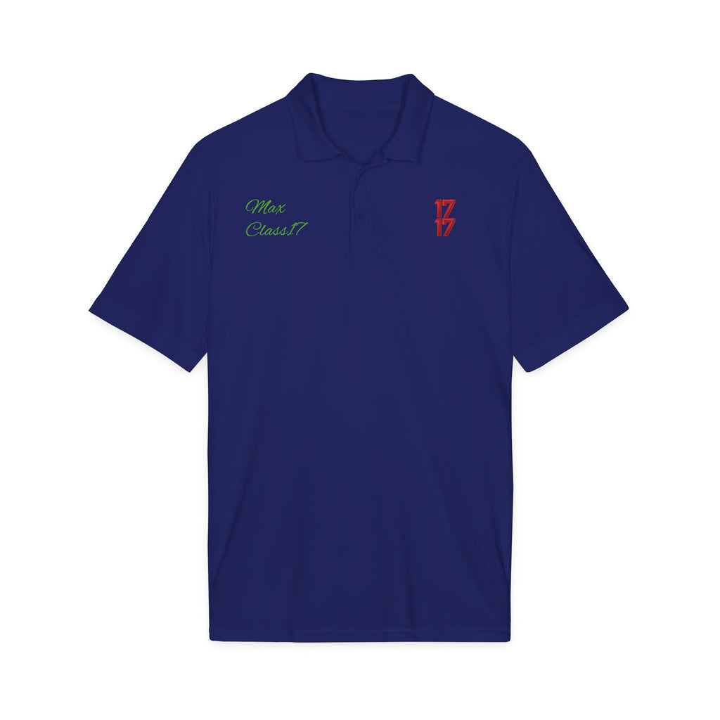 Embroidered 17/17 Polo Shirt with 'Max Crew!!' Accent