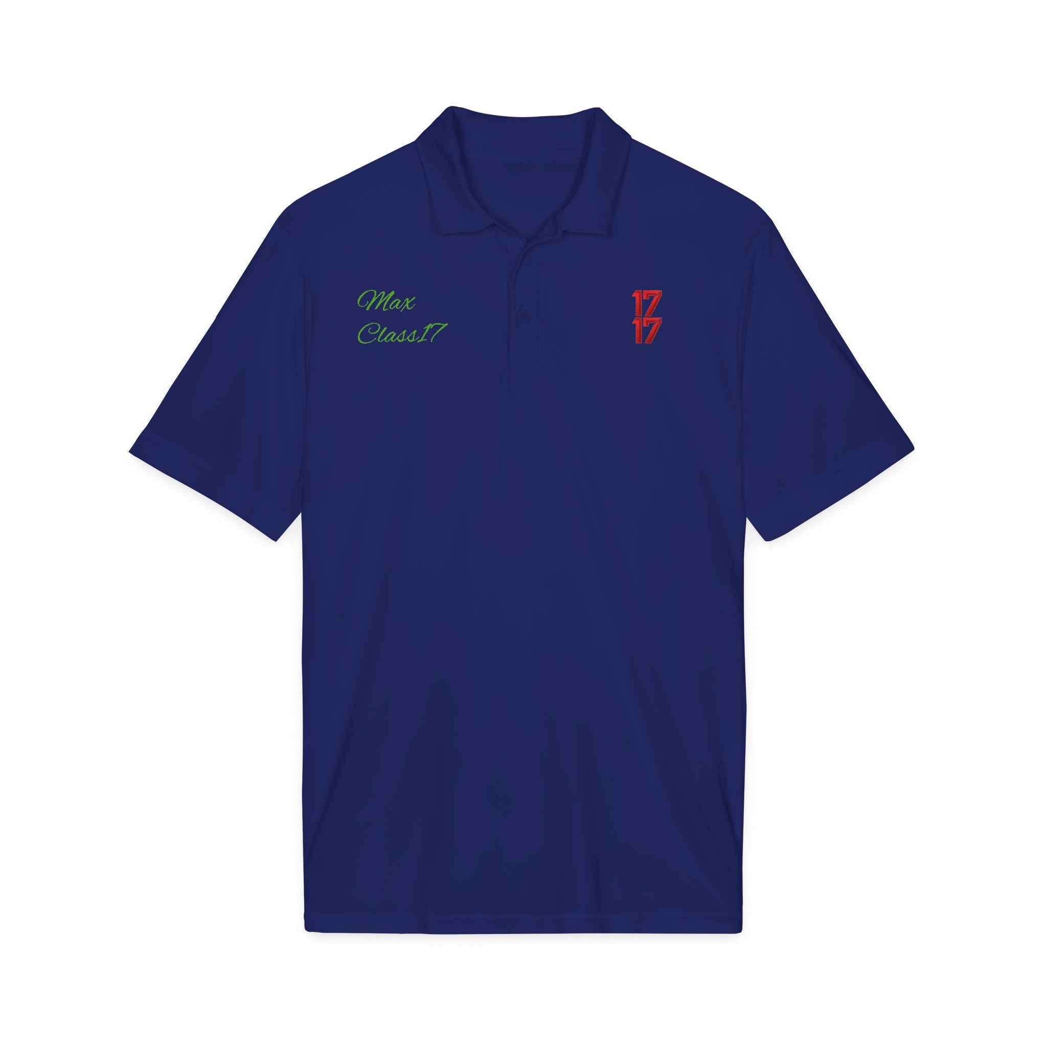 Embroidered 17/17 Polo Shirt with 'Max Crew!!' Accent