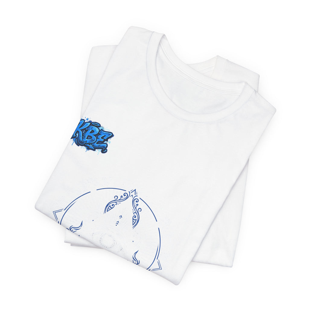 Mystic Moon Mandala Tee — Blue Crescent Graphic T-Shirt