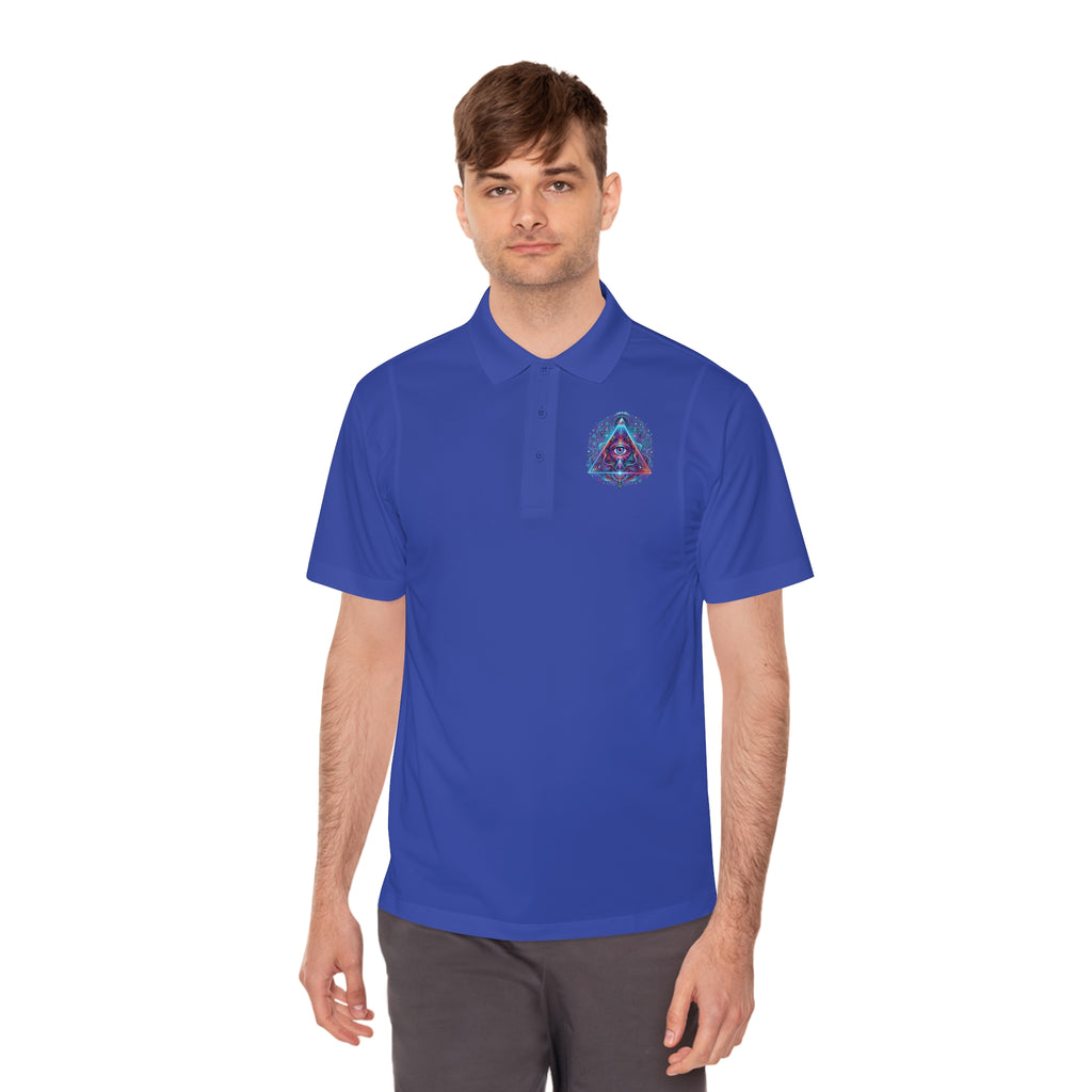 Men's Polo Shirt — Mystic All-Seeing Eye Triangle Design with 17/17 Accent