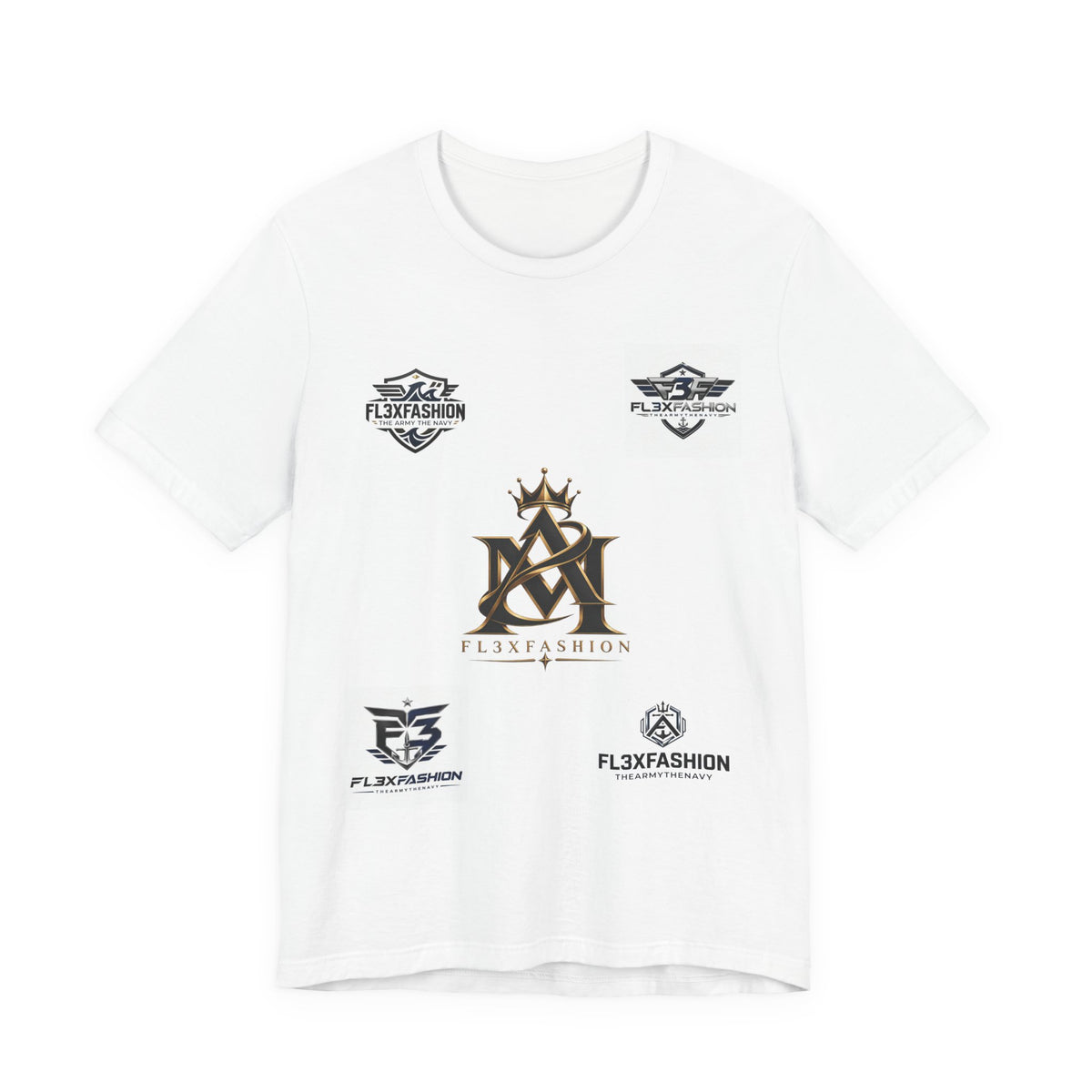 Flx3 Fashion Logo Tee — White Graphic Brand T-Shirt