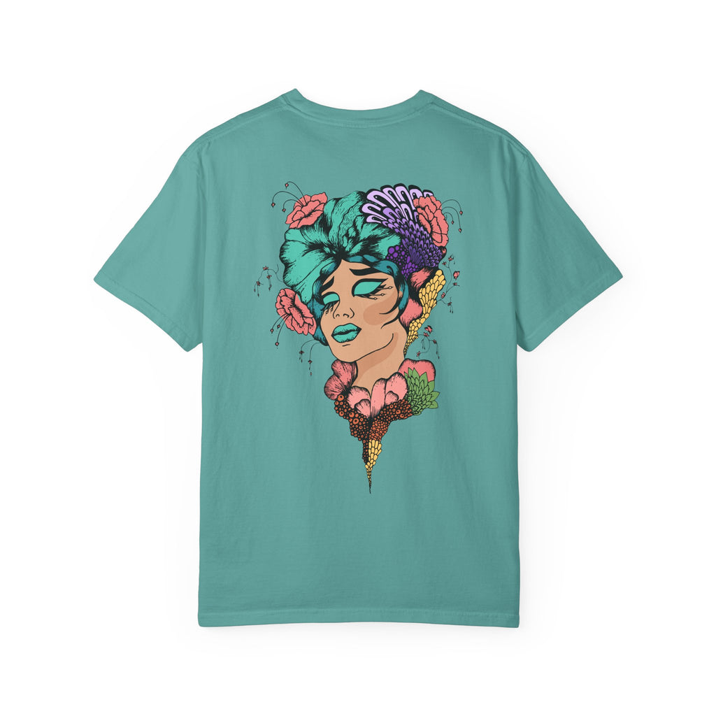 Artistic Floral Portrait T-Shirt — 'Fl3xFashionBaby' Graphic Tee