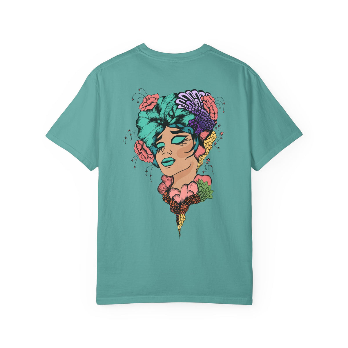 Artistic Floral Portrait T-Shirt — 'Fl3xFashionBaby' Graphic Tee