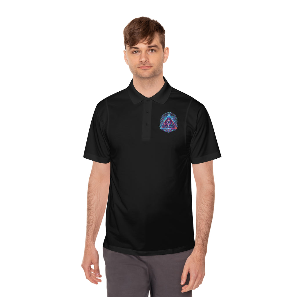 Men's Polo Shirt — Mystic All-Seeing Eye Triangle Design with 17/17 Accent