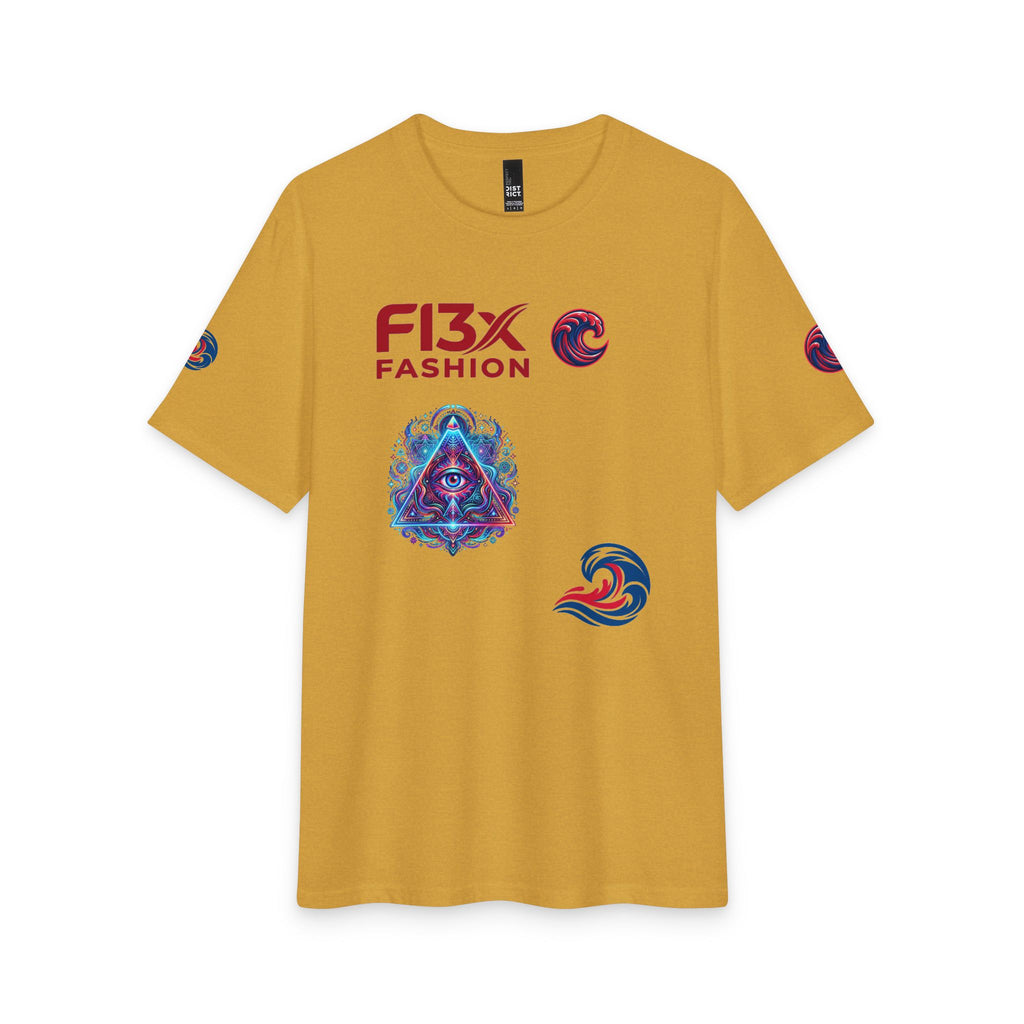 Graphic Tee — 'F13x Fashion' Red & Blue Wave Art T-Shirt