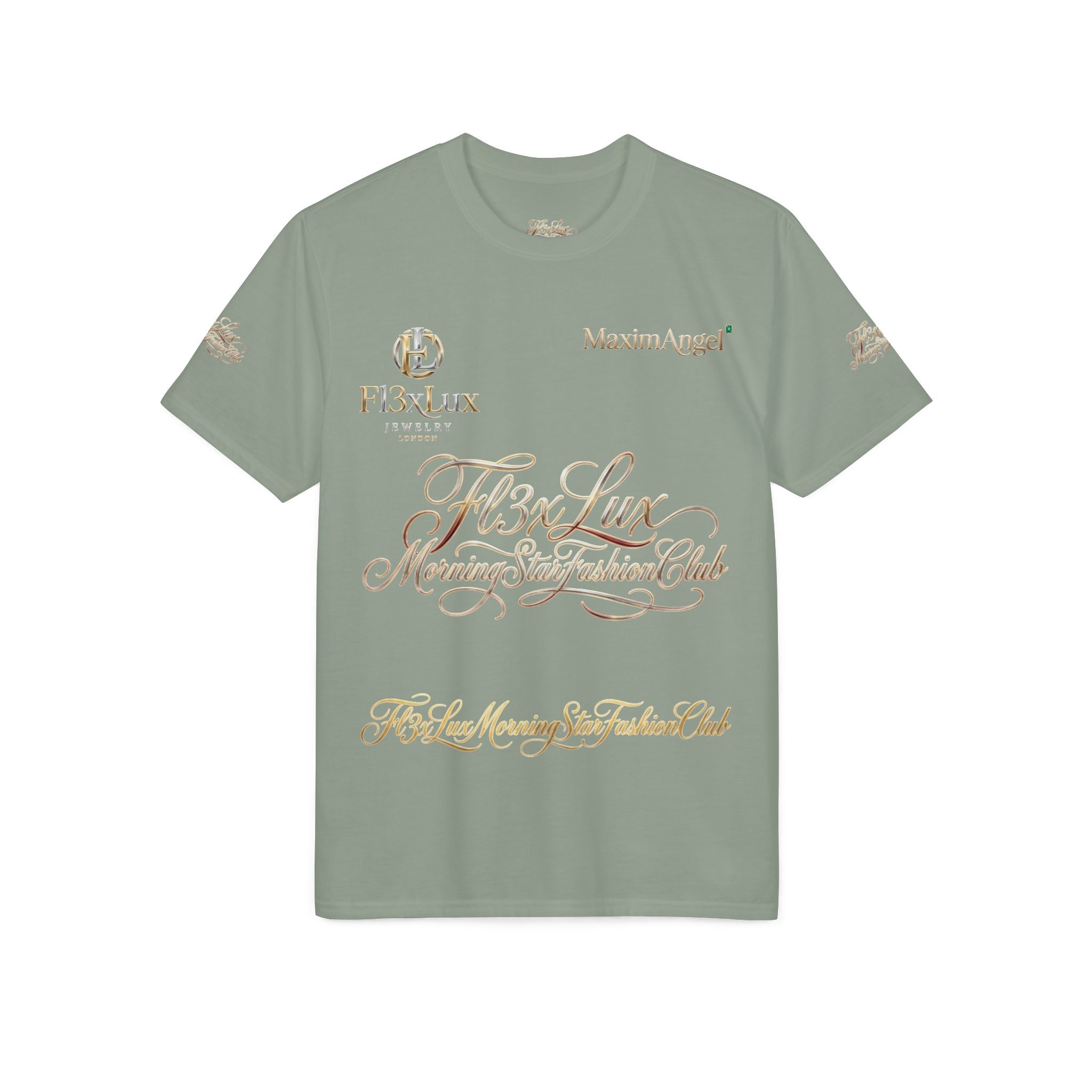 Luxury Gold Script Performance T-Shirt — F3xLux Morning Stay Fashion Club Design