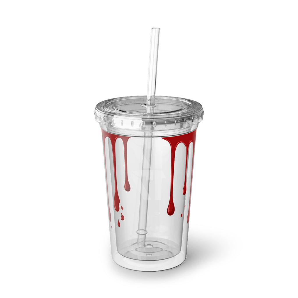 Acrylic Tumbler — Dripping Red Paint Design with '17' Graphics