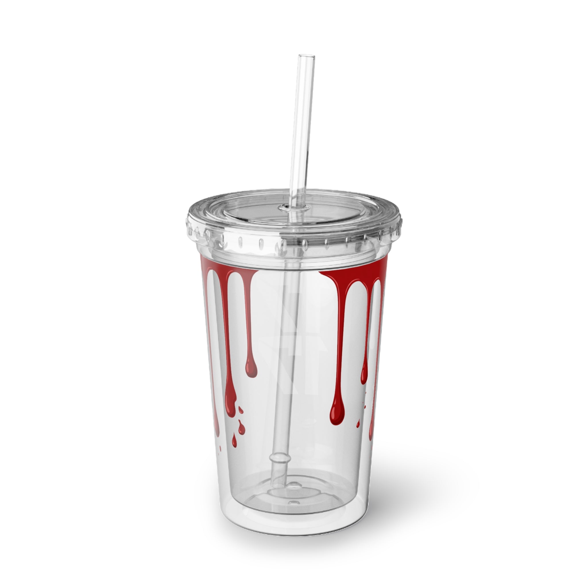 Acrylic Tumbler — Dripping Red Paint Design with '17' Graphics