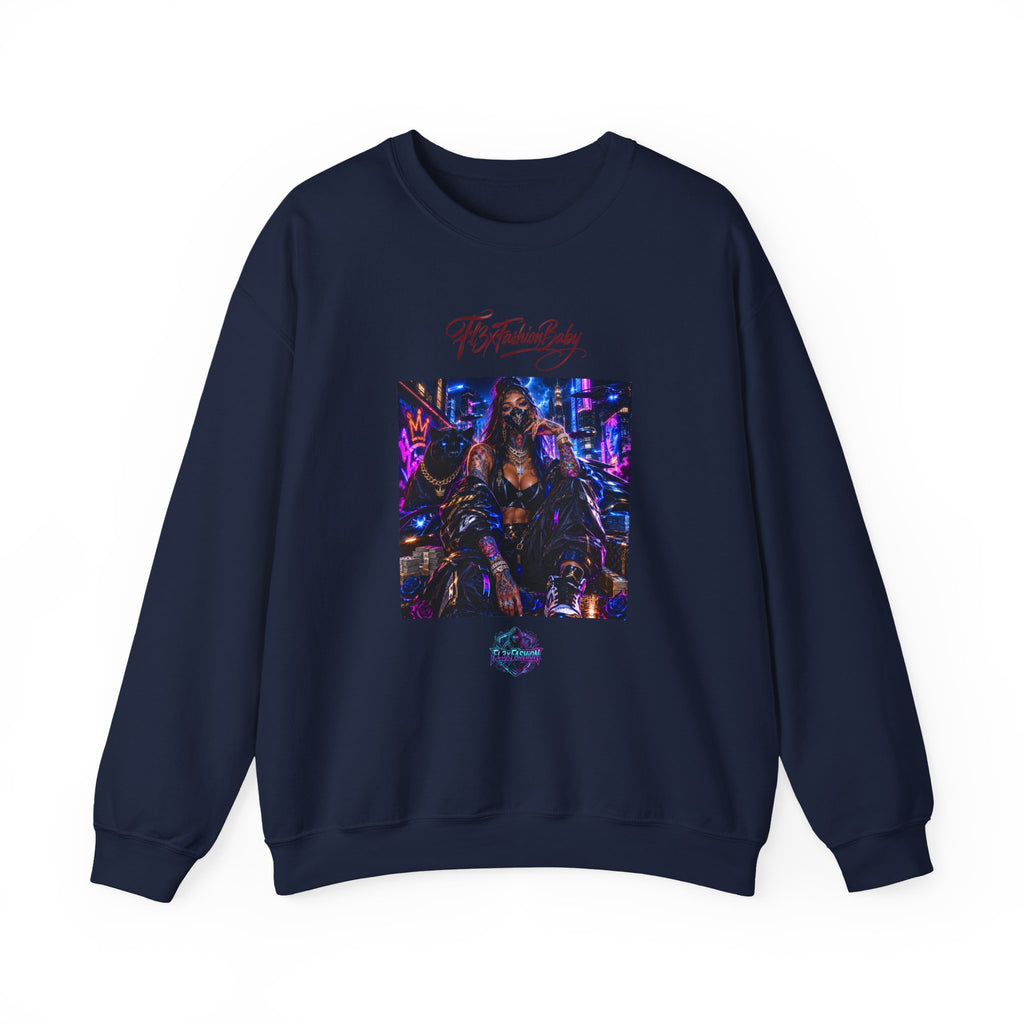 Crewneck Sweatshirt — Futuristic Neon City Graphic