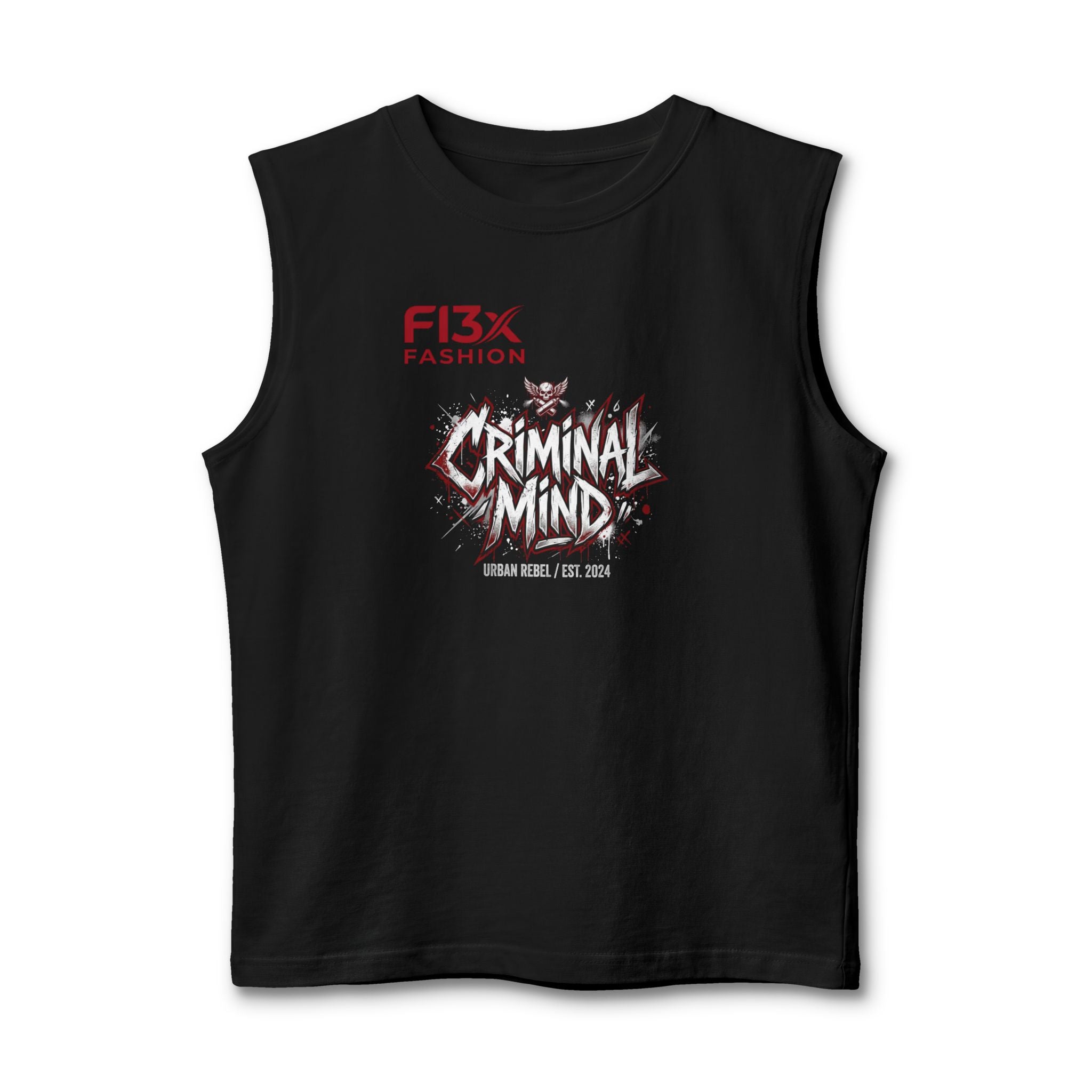 Criminal Mind Graphic Muscle Tank — Edgy Streetwear Band Tee
