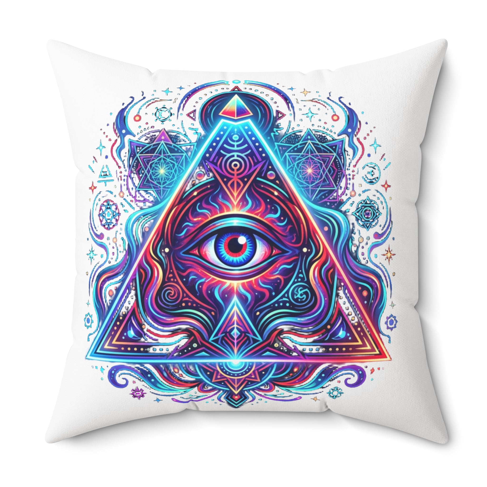 Mystic Third Eye Triangle Pillow - Psychedelic Spiritual Decorative Throw