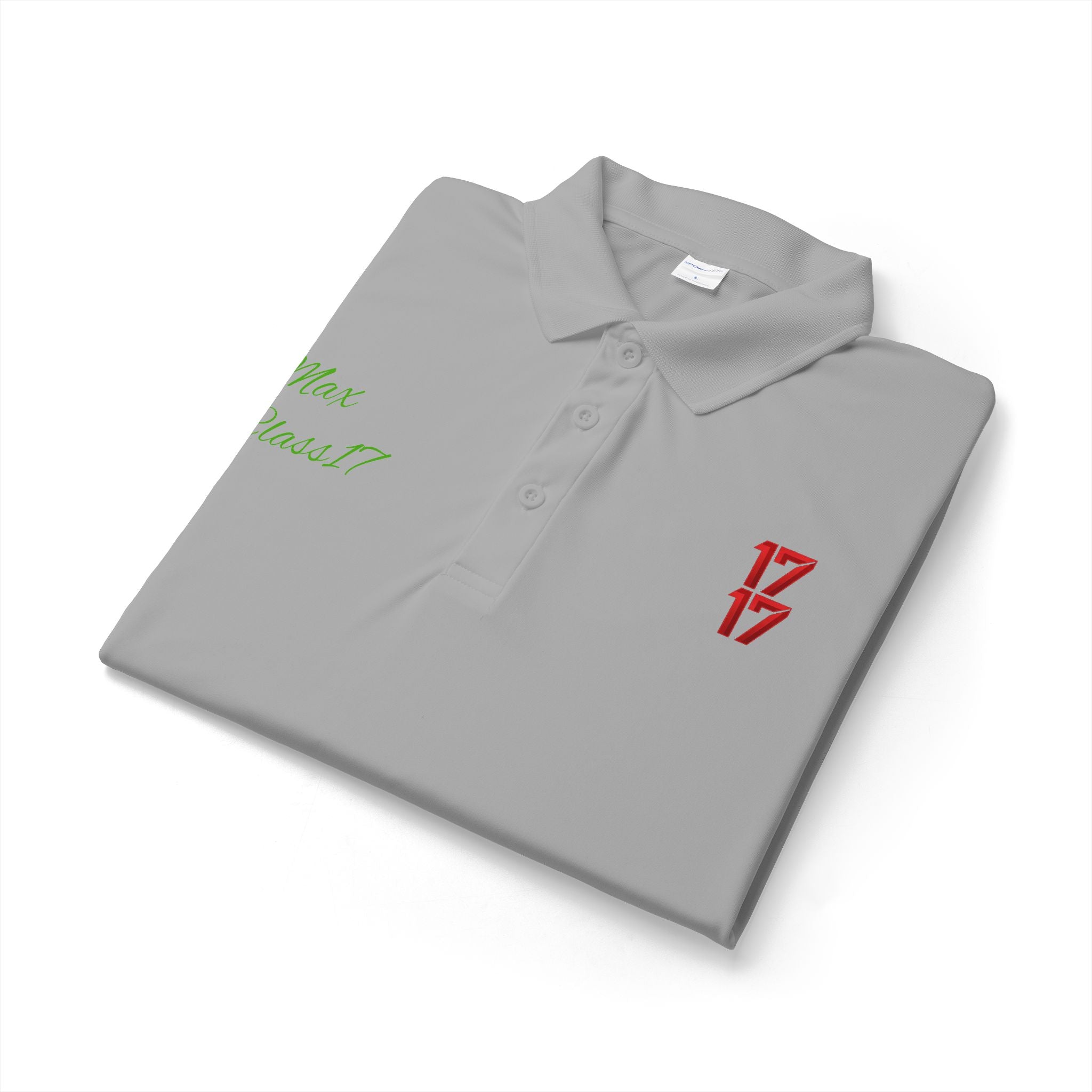 Embroidered 17/17 Polo Shirt with 'Max Crew!!' Accent