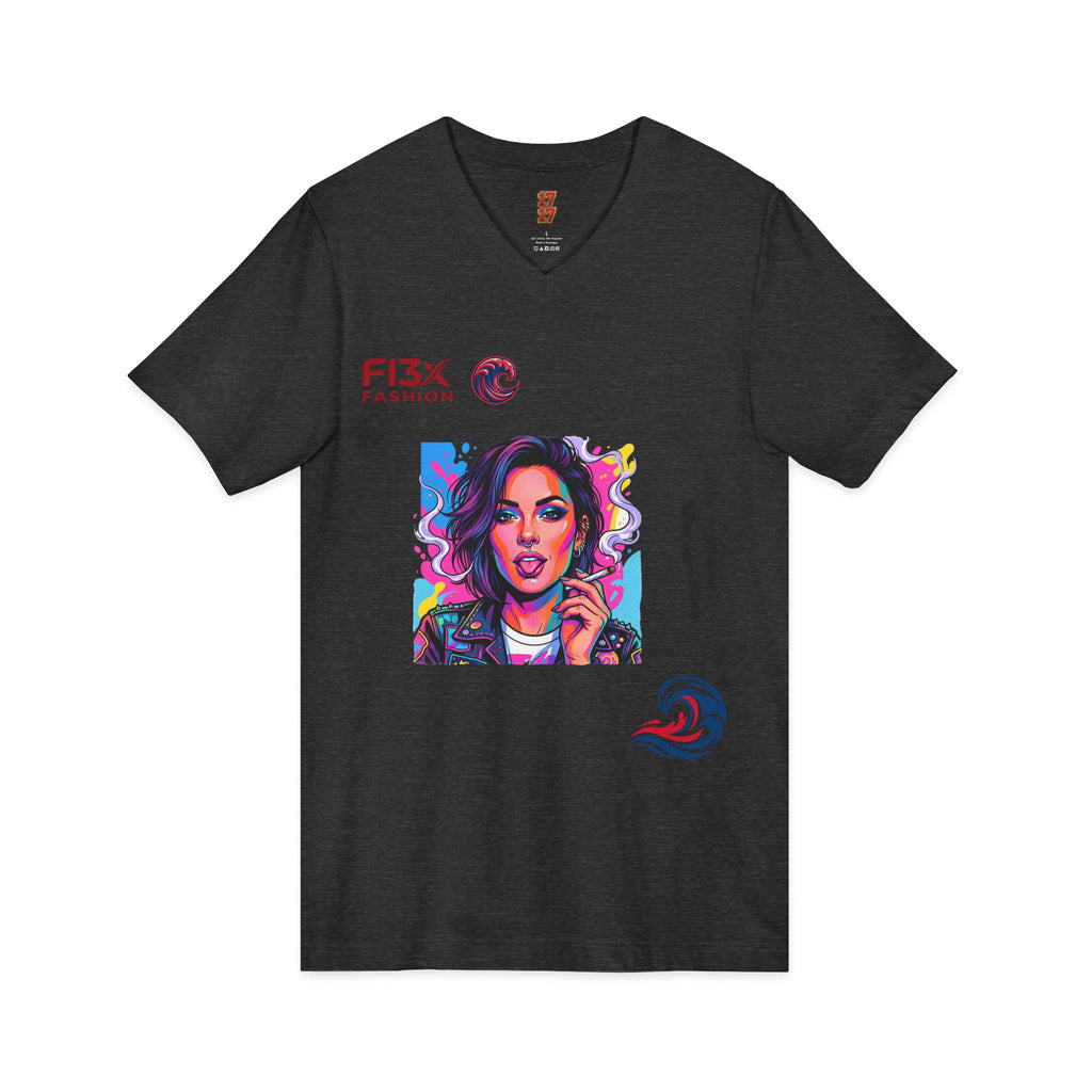 Pop Art Portrait V-Neck Tee — FI3xFashion Graphic T-Shirt