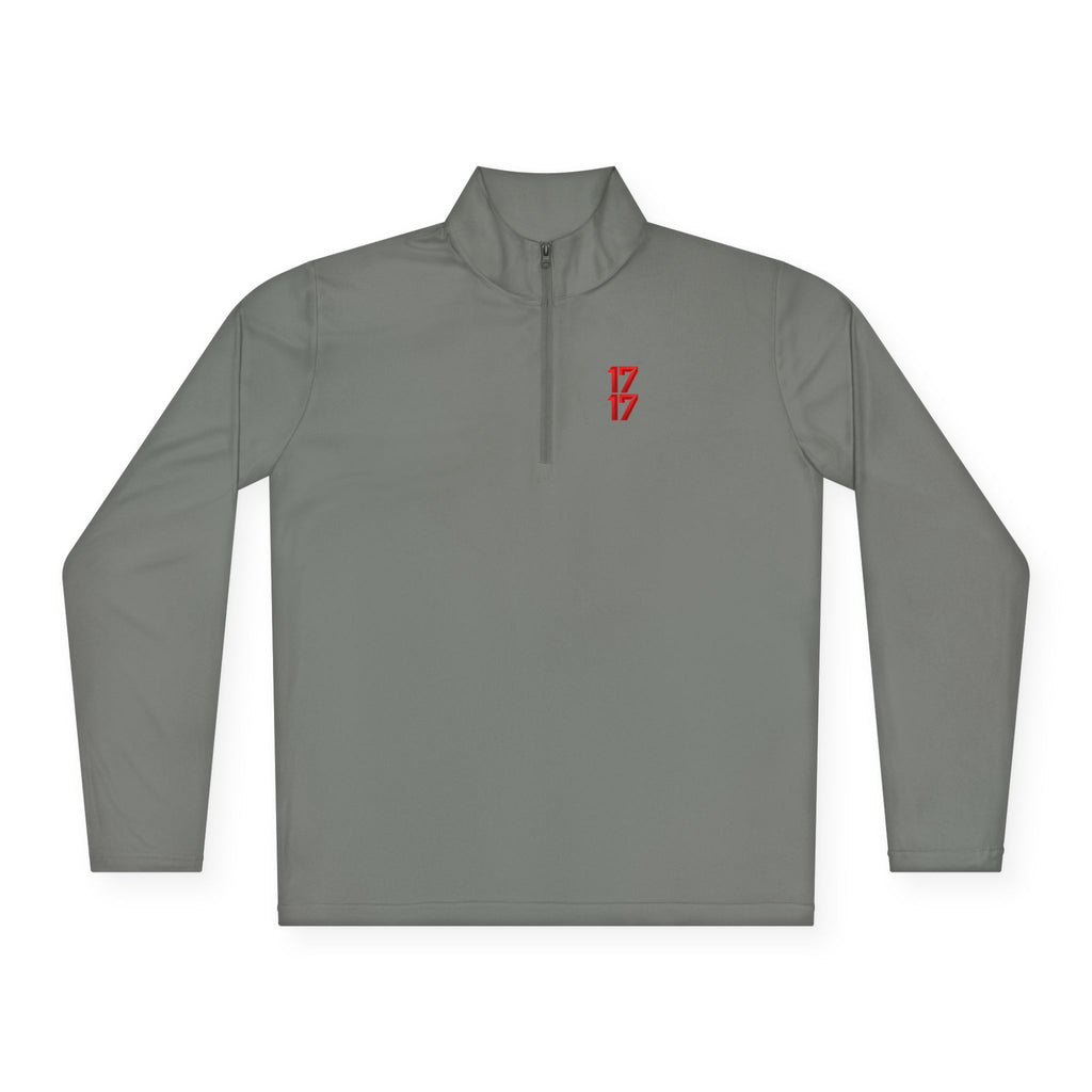 Quarter-Zip Pullover — Minimal Red '17' Logo Athletic Pullover