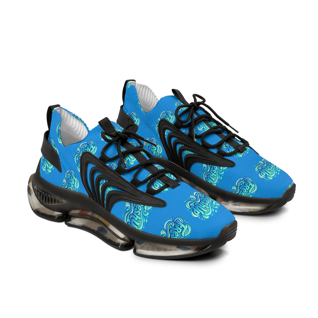 Mesh Sneakers — Blue 'Fresh Up' Patterned Athletic Shoes