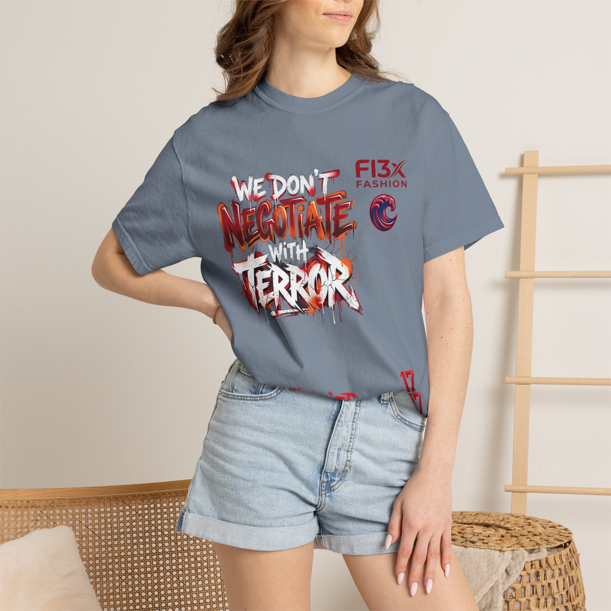 We Don’t Negotiate Terror Graphic T-Shirt — F13x Fashion Front & Back Print