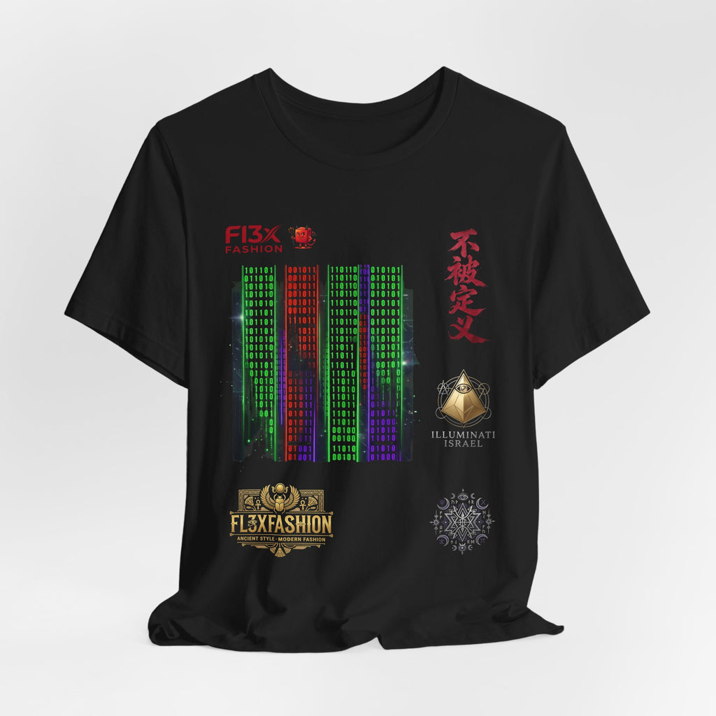 Abstract Cyber City Graphic Tee — 'Unclassified' Kanji Urban Tech T-Shirt