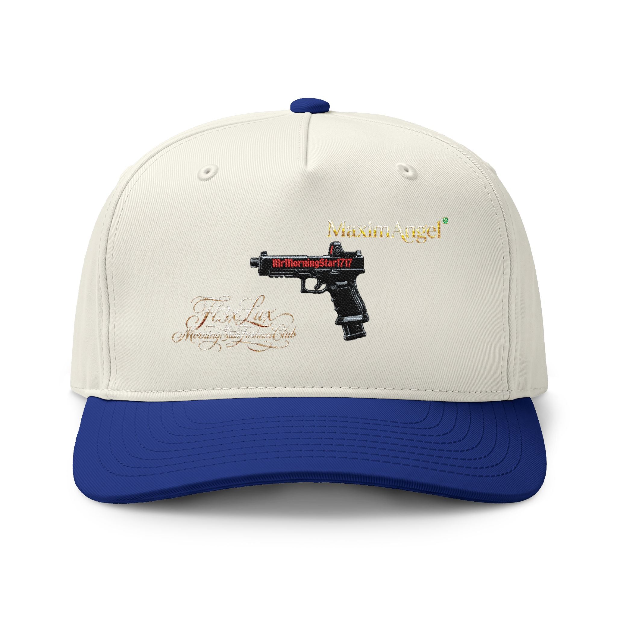 Two-Tone Cap — Embroidered Handgun Graphic "Marine Angel" Trucker Hat