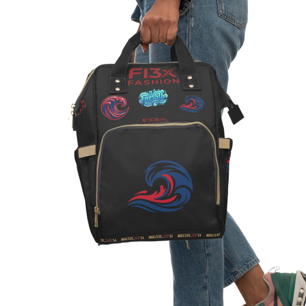 Wave Logo Diaper Backpack — Multifunctional Baby Essentials Bag