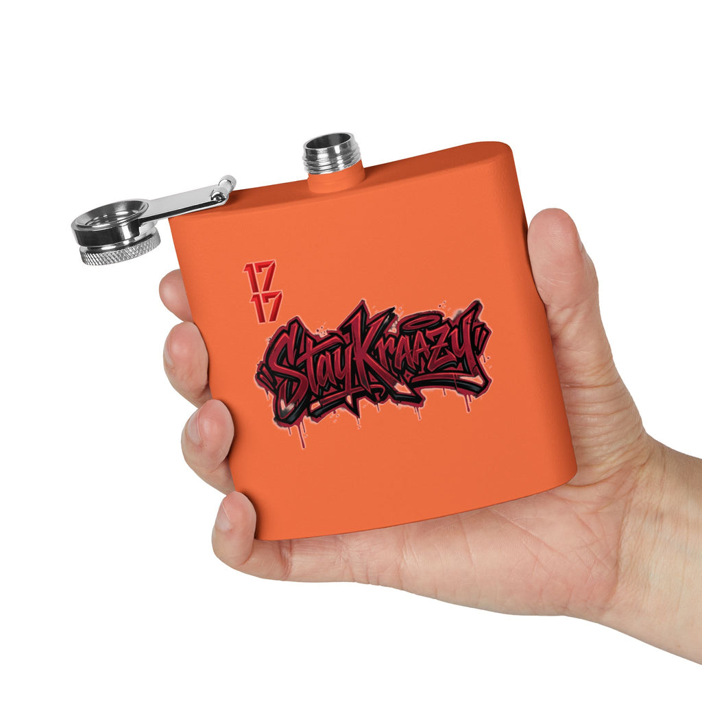 Flask — 'Stay Krazy' Graffiti Stainless Steel 6oz Hip-Hop Flask