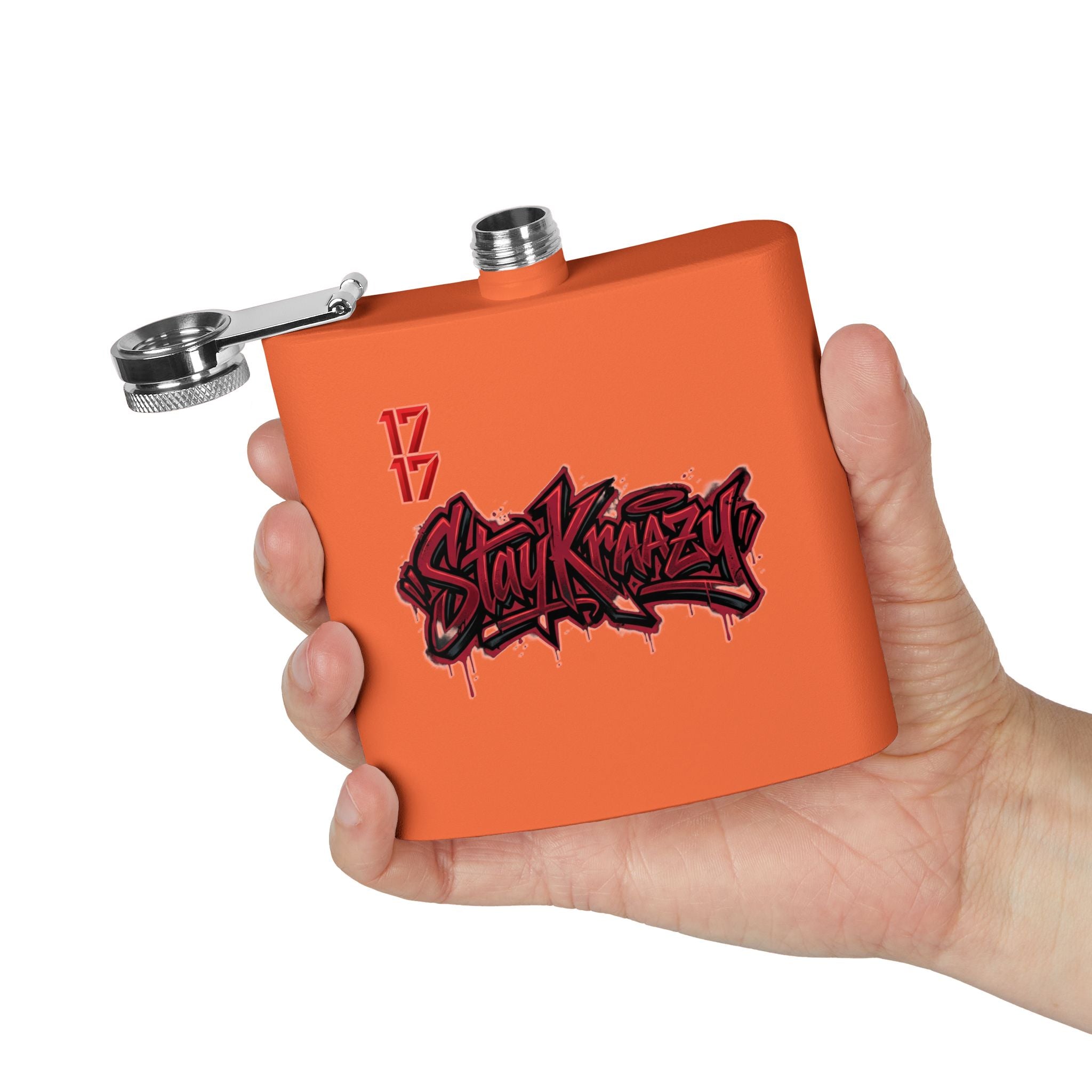 Flask — 'Stay Krazy' Graffiti Stainless Steel 6oz Hip-Hop Flask