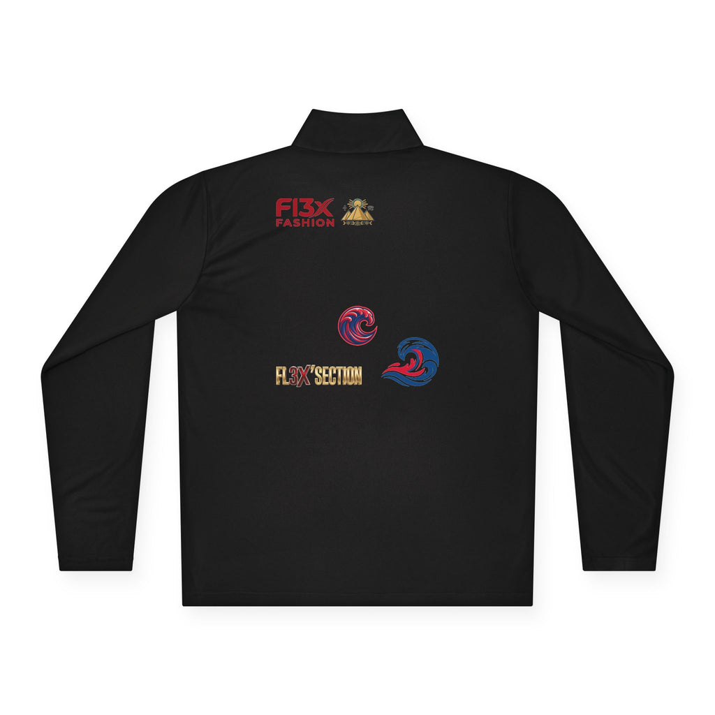 Quarter-Zip Pullover — Coastal Wave Logo Pullover with Back Graphic