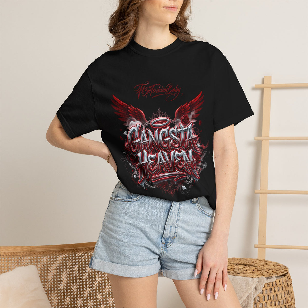 Gangsta Heaven Graphic T-Shirt — Scripted Front & Vertical Kanji Back