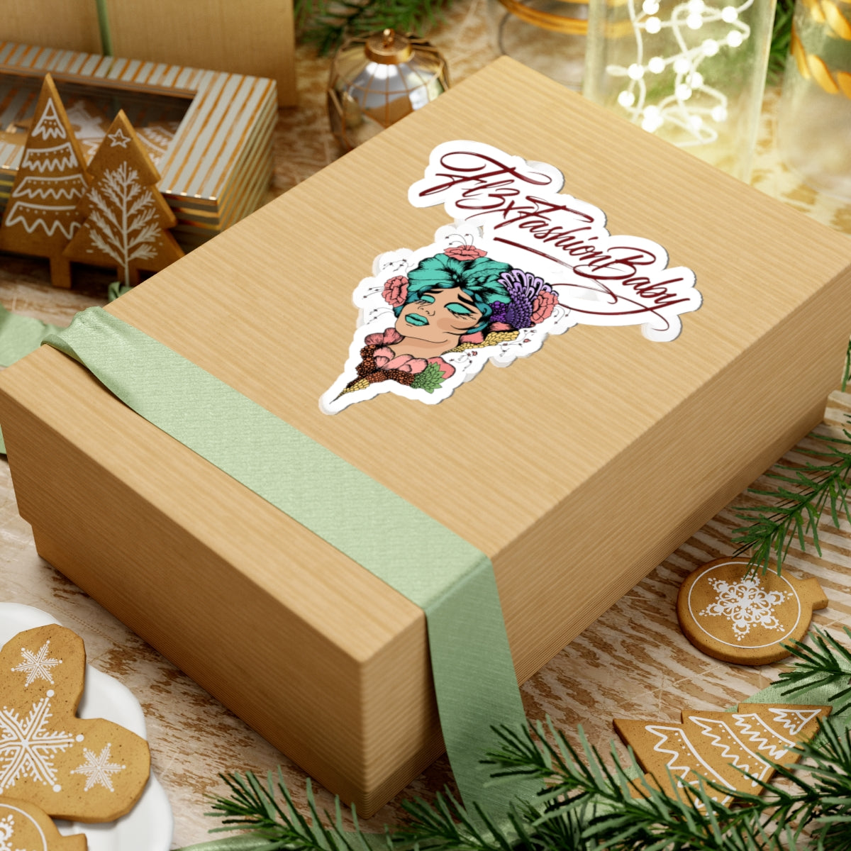 Kiss-Cut Sticker — 'FBxFashionBaby' Floral Portrait Laptop Decal