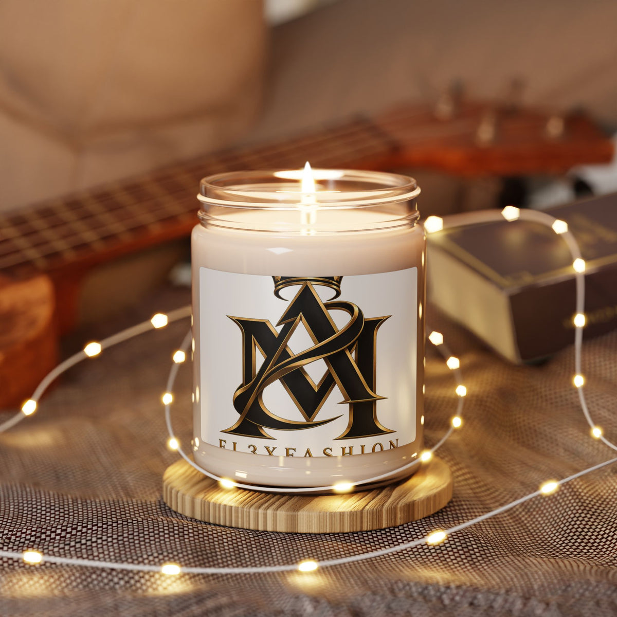 9oz Scented Soy Candle — Luxury Gold Monogram Design
