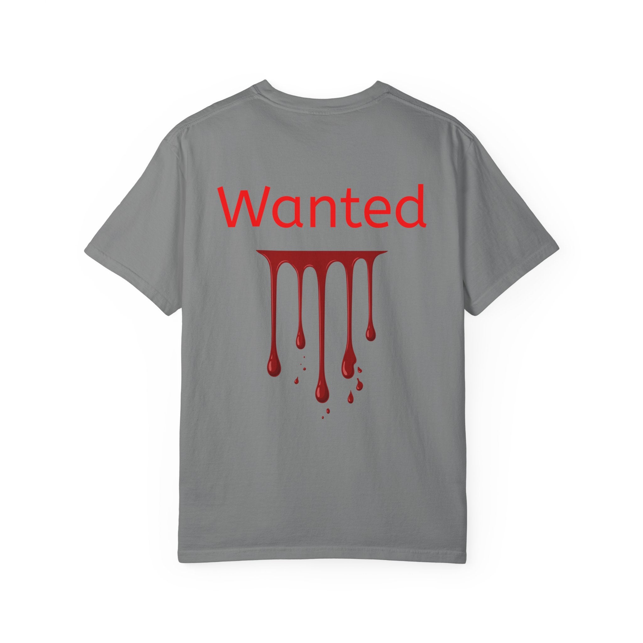 Graphic T-Shirt — Vintage Pyramid Collage with 'Wanted' Drip Design