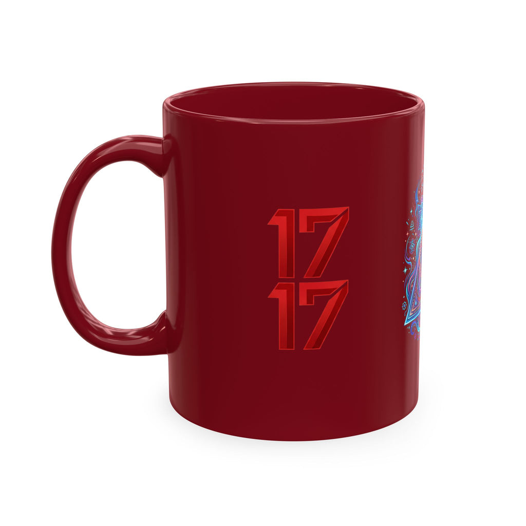Ceramic Mug — Mystic Third Eye Pyramid Design with 7/17 Red Numerals