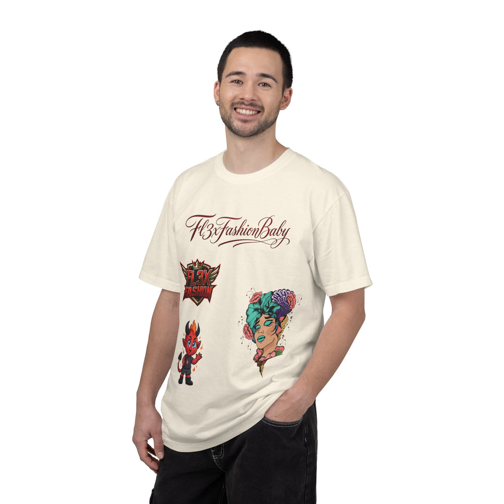 Artistic Floral Portrait T-Shirt — 'Fl3xFashionBaby' Graphic Tee
