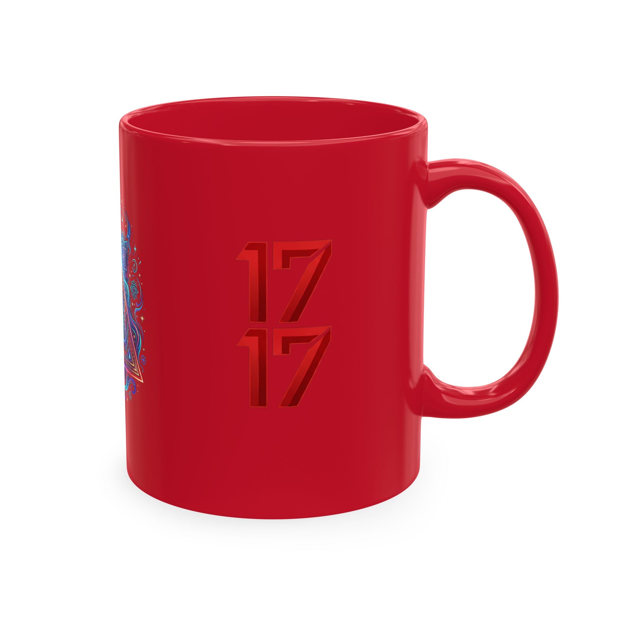Ceramic Mug — Mystic Third Eye Pyramid Design with 7/17 Red Numerals